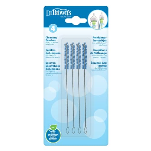 Dr. Brown’s Natural Flow Reusable Baby Bottle Vent System and Reservoir Cleaning Bristle Brush, BPA Free, Blue Brushes, 4-Pack - size: 4 Pack