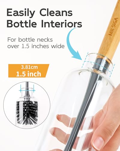 MR.SIGA Water Bottle Brush, Long Handle Bottle Brush for Water Glasses, Baby Bottles, Sports Bottles Cleaning, Gray, 2 Pack - color: Gray
