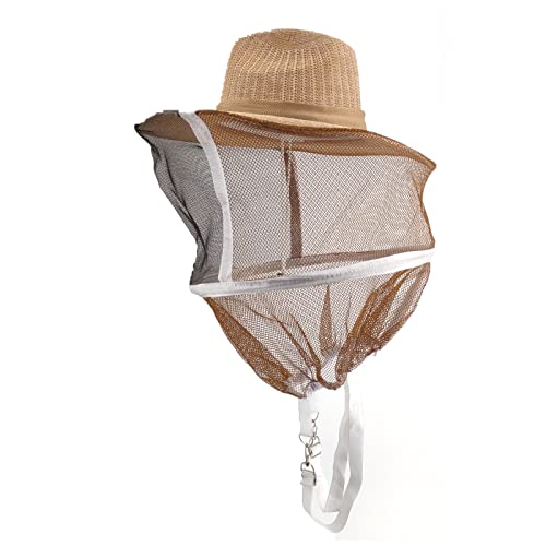 Beekeeping Veil Hat with Veil and Elastic Shoulder Strap | Ultra-tight sting-proof mesh,Adjustable head & chin straps,360° stiff sun brim,Stable structure for apiary & garden work