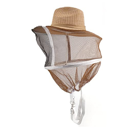 Beekeeping Veil Hat with Veil and Elastic Shoulder Strap | Ultra-tight sting-proof mesh,Adjustable head & chin straps,360° stiff sun brim,Stable structure for apiary & garden work