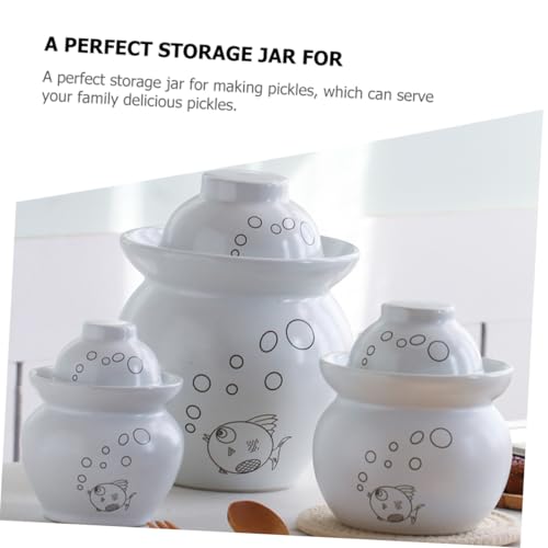 Small Ceramic Kimchi Container Airtight Fermentation Crock Jar for Pickles and Sauerkraut Multipurpose Sealed Pickle Jar with Water Seal Lid Compact Kitchen Storage for Dried Fruit