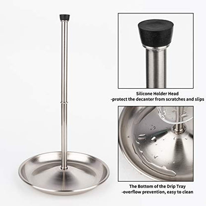 Wine Decanter Drying Stand with Silicone Head to Prevent Scratches-Detachable Shelf Decanter Rack Holder with Drip Catching Base with Wine Bottle Stopper, Decanter and Wine Glass NOT Included - style: Decanter Drying Stand D
