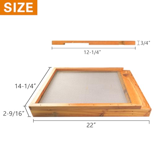 2Pcs Beehive Screened Bottom Board 8 Frame Langstroth Bee Hive Screened Bottom Board Dipped in 100% Beeswax with Entrance Reducer, Screen Bottom Board with Solid Wood for 8 Frame Beehive - size: 2 Pack 8 Frame