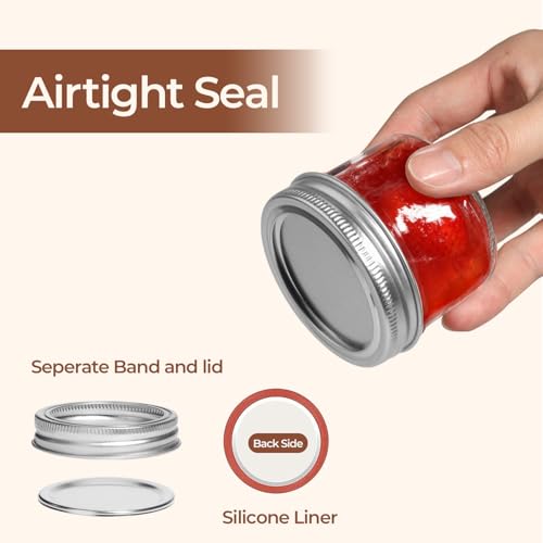 ComSaf 4 oz Mini Mason Jars Bulk Set, 16 Pack Glass Jars with Lids | BPA-Free Materials, Spice Rack, Small Jam, Honey Samples, Wedding Favors, DIY Candles, Labels and Twine - size: 4oz*16 regular mouth