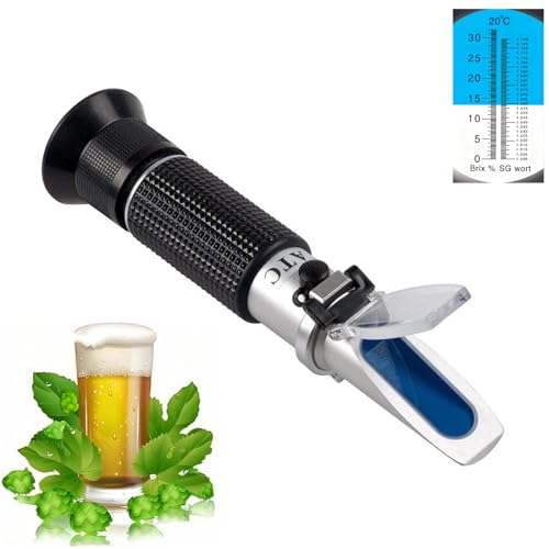 Brix Refractometer with ATC - Hobein Digital Handheld Refractometer for Beer Wine Brewing, Dual Scale-Specific Gravity 1.000-1.130 and Brix 0-32%, Hydrometer in Wine Making and Beer Brewing