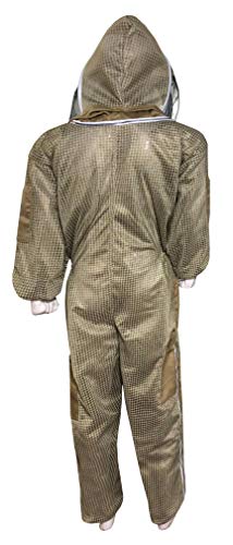 Brutul Bee 3 Layer Beekeeping Ultralight Ventilated Suit with Fencing Veil - color: Khaki, size: XX-Large