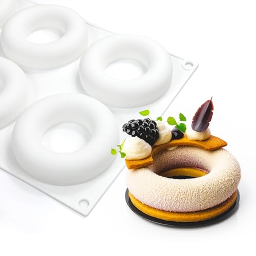 3D Donut Silicone Mold, Cupcake Baking Pan Mousse Tray Molds, Kitchen Cake Decorating Fondant Mould for Pumpkin Shaped Baking Mousse Cake, 6-Cavity Non-Stick Silicone Moulds (D_ Donut) - size: D_ Donut