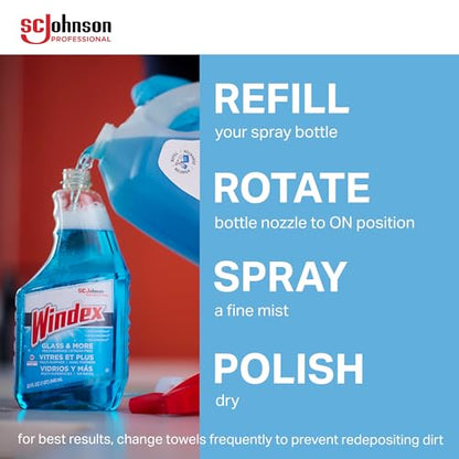 SC Johnson Professional Windex Glass and More Multi-Surface Cleaner, Windex Glass Cleaner Refill, Multi Surface Cleaner, 128 fl. oz. Bottles, 4 Count, for Professional Use Only - size: 128 Fl Oz (Pack of 4)