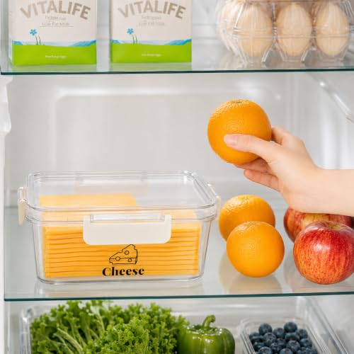 Cheese Container for Refrigerator,BPA-Free Deli Meat Storage Containers,Sliced Cheese Container for Fridge with Airtight Lid Refrigerator Organizers and Storage,Cream,Shredded,Cheeses Keeper