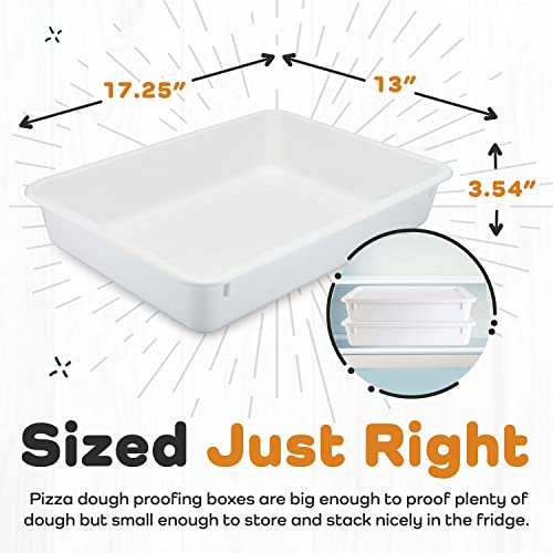 GSM Brands Pizza Dough Proofing Box - Stackable Commercial Quality Trays with Covers (17.25 x 13 Inches) - 2 Trays and 2 Covers