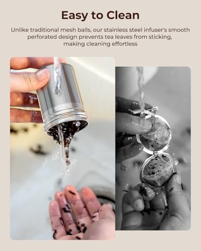 2 Pack Reinmoson Large Tea Infuser for Loose Tea & Spice Ball for Cooking | 2.1” x 2.9” Extra Fine Mesh Large Tea Strainers, 304 Stainless Steel Loose Leaf Tea Steeper for Black Tea, Rooibos, etc - size: Large