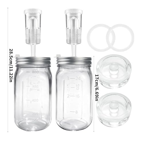 32oz Glass Fermentation Set Featuring Escape Mechanism and Adjustable Seal for Homemade Preserves Cabbage and Fermented Tea Kimchi Making Container