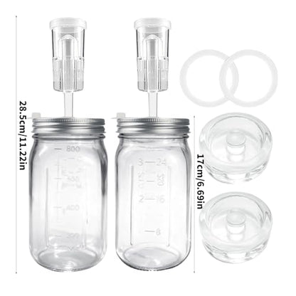 32oz Glass Fermentation Set Featuring Escape Mechanism and Adjustable Seal for Homemade Preserves Cabbage and Fermented Tea Kimchi Making Container