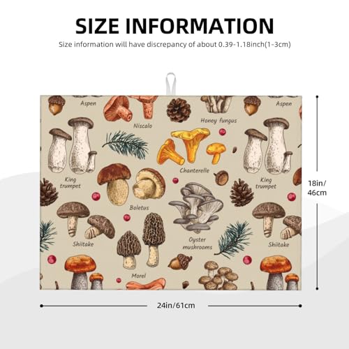 Mushroom Dish Drying Mats For Kitchen Counter XL Microfiber Kitchen Drying Mat Large Draining Pad Absorbent Quick Drying Dish Mat for Countertop Coffee Mats 18x24 Inch - color: Mushrooms