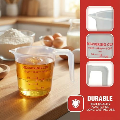 8 Pcs 1 Cup/8 Oz Plastic Measuring Cups With Spout And Handle | 250ml Clear Graduated Measuring Cups With Oz And Ml Markings For Water, Flour, Liquids, Baking, Cooking And Mixing - color: 8 Pcs, size: 1Cup/8OZ