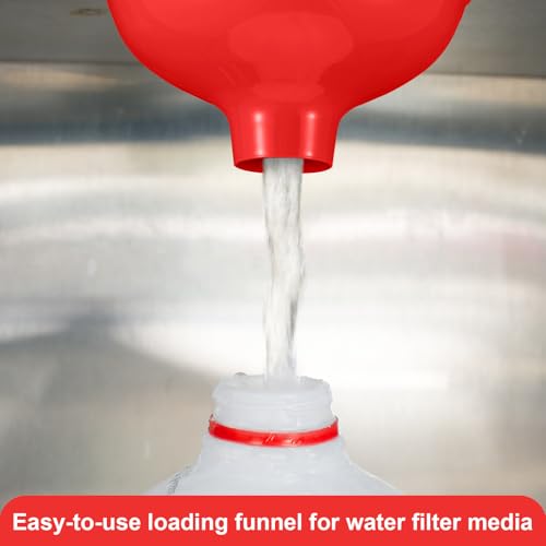 Vesici Extra Large Wide Mouth Funnel 2.5" x 10" Multi Purpose Filling Funnel Plastic Reusable for Water Softener Resin Tanks Carbon Media Jar Filling Use(Red,2 Pack) - color: Red