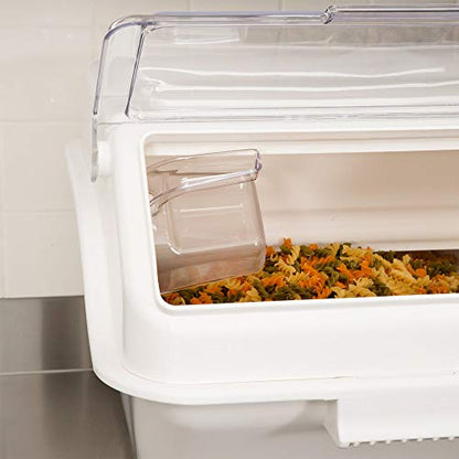 12.6 Gal.(Gallon) / 200 Cup Shelf Ingredient Bin with Flip Lid & Scoop.SCOOP Added! Use for long term storage products: sugar, pasta dogs food, flour for Home, Restaurant, Industrial.