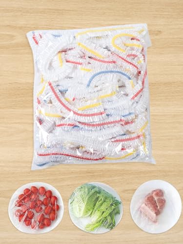 300PCS Reusable Elastic Food Storage Covers, BPA-Free, Airtight Seal for Bowls, Plates, Fruits, Sourdough Baking, Kitchen Use, Plastic Wrap, Easy to Clean, Fresh-Keeping (Multicolor)