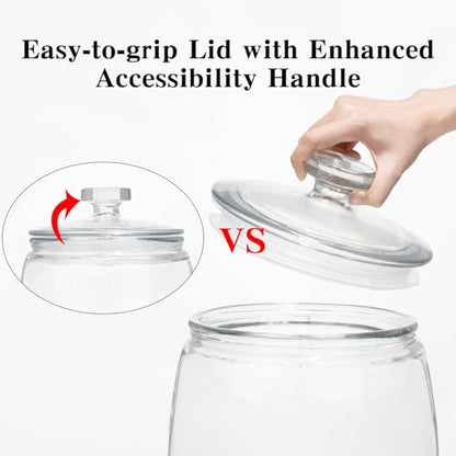 CATPOWER 2.5 Gallon Wide Mouth Glass Storage Jars with Heavy Glass Lids - Large Cookie Jars for Kitchen, Ideal for Flour, Rice, Sugar, Pasta, and Candy | Large Cookie Jars for Kitchen, Ideal for Flour, Rice, Sugar, Pasta, and Candy