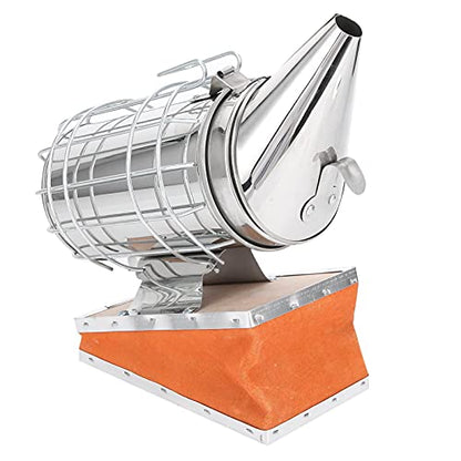 CDQL Stainless Steel Beekeeping Smoker, Large Pro Bee Smoker with Red Cowhide Smoke Storage Part, Mounting Hook, Easy to Carry and Store, Beekeeping Equipment for Beekeeper