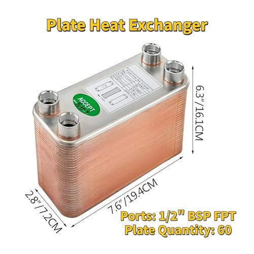 30 40 60 Plates Heat Exchanger Wort Chiller Stainless Steel Cooler Counterflow Chiller Water Heating(60 Plates) - color: 60 Plates