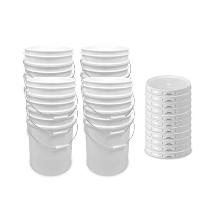 ePackageSupply 5 Gallon Bucket - Food Grade w/Lid BPA-Free,12 Pack- White | Airtight Gasketed Tear Strip Lid, Heavy-Duty 90 Mil HDPE Plastic Pail, Bulk Storage, Food Safe Durable Container, Made in USA - size: 12 Packs