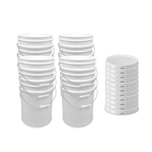 ePackageSupply 5 Gallon Bucket - Food Grade w/Lid BPA-Free,12 Pack- White | Airtight Gasketed Tear Strip Lid, Heavy-Duty 90 Mil HDPE Plastic Pail, Bulk Storage, Food Safe Durable Container, Made in USA - size: 12 Packs