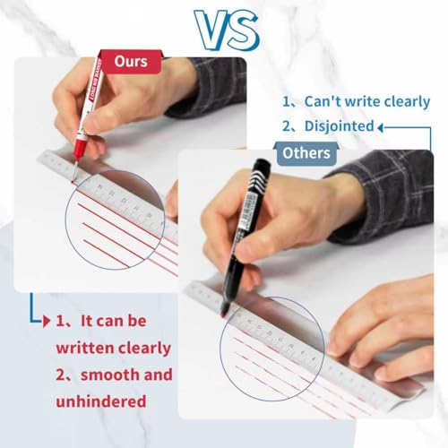 12 PCS Long Head Deep Hole Marker Pens,20mm Long Nib Marker, Longs Nose Markers, Waterproof Construction Markers Marking Tool,Permanent Markers Carpenter Ink marker Pens,Metal marking Pens - color: 12PCS-20MM-Red/Blue/Green/Black/White/Purple
