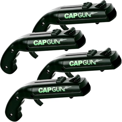 4PCs Black Novelty Cap Gun Style Bottle Opener – Realistic Construction with Ergonomic Grip for Beverages, Themed Parties & Gifts - color: Black