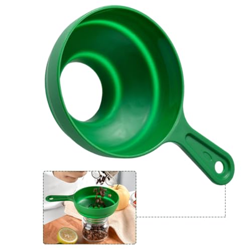 1PCS Wide Mouth Versatile Funnel,Canning Funnels for Kitchen Use Plastic Folding Funnel Telescopic Wide Mouth Large Canned Kitchen Filling Tools Green