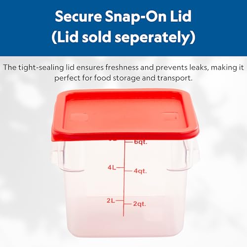 FSE Square Food Container, 6 Quart, Polycarbonate, Reusable, Clear, NSF, (LID SOLD SEPARATELY) - style: 6 Qt. Container