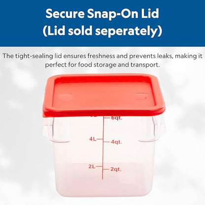 FSE Square Food Container, 6 Quart, Polycarbonate, Reusable, Clear, NSF, (LID SOLD SEPARATELY) - style: 6 Qt. Container