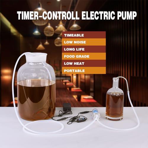 Electric Food Grade Auto Siphon Self Priming Pump for Bottling Home brew Wine,Beer and Kombucha,Water Transfer Pump 100-240V With Timer Control for Ice Maker Coffee Machine Water Cooling,2L/Min