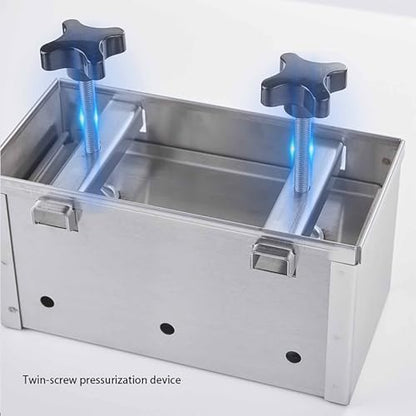 Stainless Steel Press with Presser Towel & Drip Tray, Adjustable Pressure Heavy-Duty Kitchen Tool for Cheese, Tofu, Paneer Making 1kg - size: 1kg
