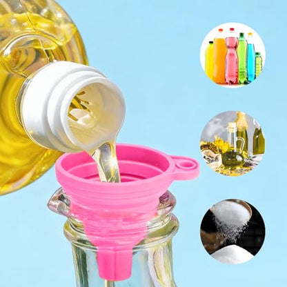 Kitchen Funnel Set of 3, Large, Medium and Small, Food Grade Silicone Foldable Funnel, Used for Filling Bottles, Daily Cooking and Transferring Water Or Powder, Multi-Color