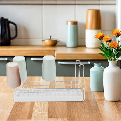 Alipis Stainless Steel Bottle Drying Rack and Desktop Cup Organizer with Drainboard Kitchen Countertop Water Cup Holder for Mason Jars Mugs Sports Bottles