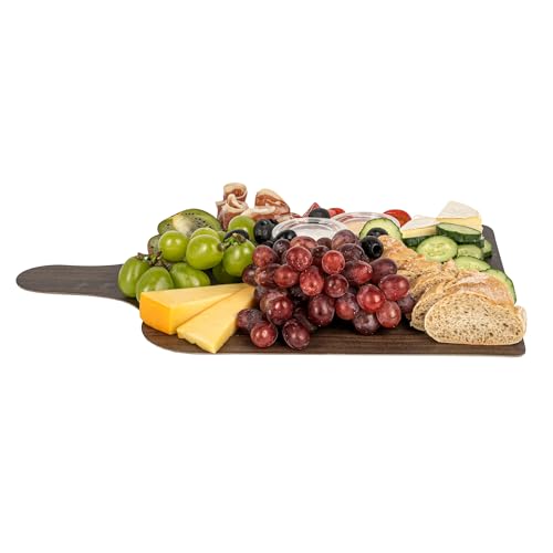 Cater Tek 15.8 x 9.8 Inch Charcuterie Boards, 10 Faux Wood Cheese Boards - WIth Handle, Stackable, Dark Paper Cardboard Charcuterie Boards, Disposable, For Serving At Catered Events - Restaurantware - color: Dark, size: 15 3/4"