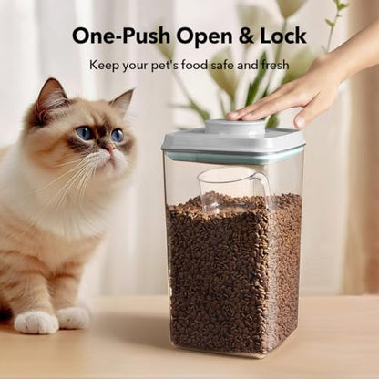 Dog Food Storage Container with 130ml Scoop – 4L/4.2qt Airtight Dog Food Container for Kibble & Treats, BPA-Free Cat Food Storage Container, Stackable Pop Lid Plastic Container with Lid (4.2Qt*2) - color: 4.2Qt*2
