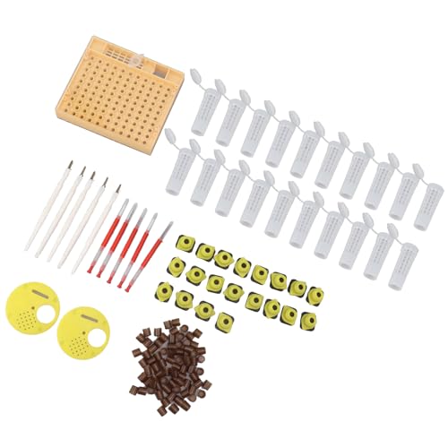 Drfeify Queen Bee Rearing System Premium Grafting Kit with 110 Cell Cups and Tools for Beekeeping Enthusiasts Plastic 441g