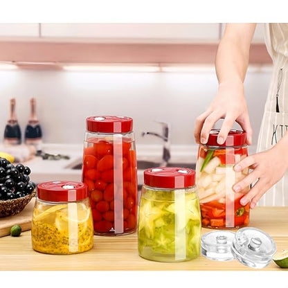 2.2 Liter Fermentation Jar, Fermenting Kit with Venting Valve Airlock and Fermenting Weight, Pickle Jar, Wide Mouth Glass Jar for Pickles, Kimchi, Sauerkraut, Mead, Kombucha, Sourdough - size: 2.2L