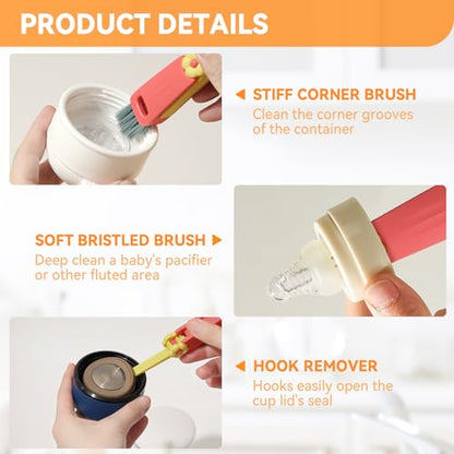 3 in 1 Cup Lid Gap Cleaning Brush Set, Multifunctional Bottle Clean-ing Brush, Cup Lid Gap Cleaner, Home Kitchen Crevice Cleaning Brush Tools (Green) - color: Green