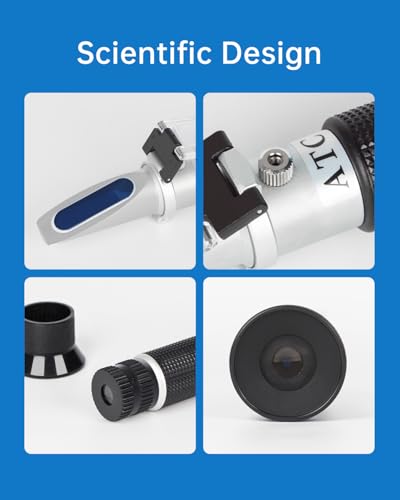 LOHAND Brix Refractometer with ATC, 0-32% Brix Range, Handheld Sugar Tester | Precision Sugar Measurement for Fruit, Juice, Wine, Maple Syrup & Beverage, Built-in Automatic Temperature Compensation - size: 0-32%Brix
