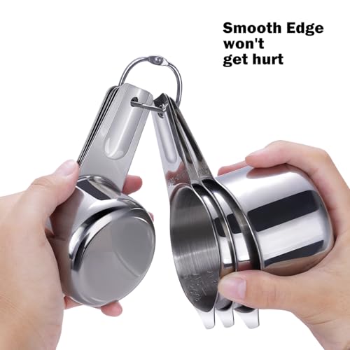 Measuring Cups, AMOHEE 7PCS Stainless Steel Measuring Cups with a Storage Bag for Cooking & Baking, Dishwasher Safe - size: 7PCS