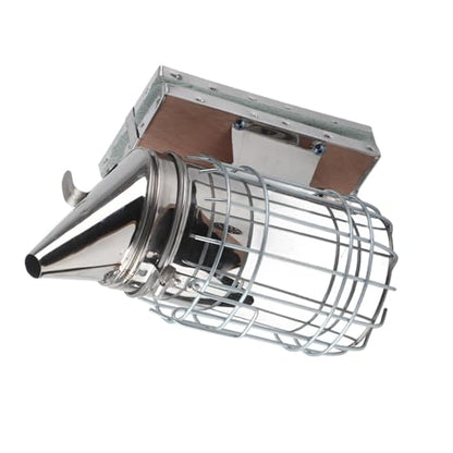 Stainless Steel Beekeeping Smoking Tool with Heat Shield Protection Hook Durable Leather Bellows