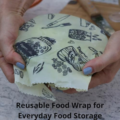 Beeswax Wrap: Sustainable Plastic-Free Storage for Snacks & Bread. Reusable, Cotton-Based & Eco-Friendly. Grey Nuts Design, 55”x13.4” Roll. - color: Gray