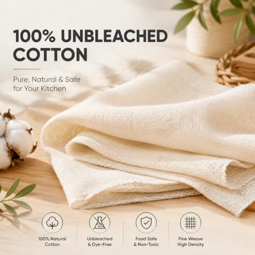 Reusable Cheesecloth,Grade 100,36x36 Inch Hemmed Cheese Cloth for Straining Craft,100% Cotton Unbleached Cloth Strainer for Cooking,Baking,Juicing,Cheese Making,Ultra Fine and Dense,Washable - size: 36*36 inch*1 PCS