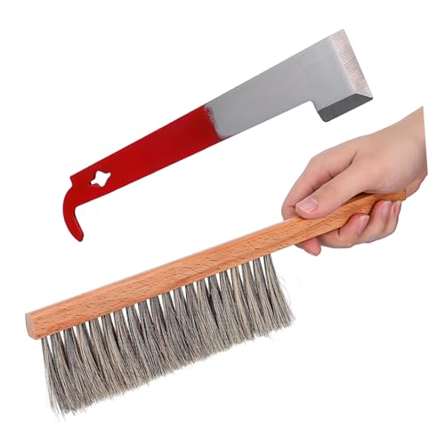 YARNOW Complete Beekeeping Tools Brush Hive Tool Hook Scraper Beehive Cleaning Kit