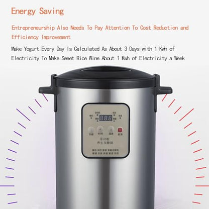Commercial Fermentation Machine 12L, Automatic Fermenter with LCD Display & Intelligent Temp Control, Stainless Steel Inner Pot for Yogurt, Black Garlic & Natto