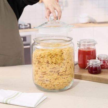 Restaurantware Glass Jar - 1 Count - Vetri 2 Gallon Glass Storage Jar, With Lid, Clear, Dishwasher-Safe - Storage Container For Flour, Coffee Beans, Kitchen Organization - size: 2 gal