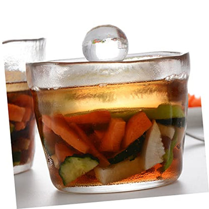 Mikinona Transparent Pickle Jar with Airtight Lid 5.11 Inch Kimchi Storage Container Kitchen Food Preservation Storage Canister for Home Use